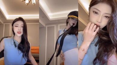 【快手】希希酱紫 6 快手第一美臀 凹凸户型 半透紧身裤 (2)