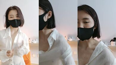 【成长的袁湘琴】短发气质小姐姐，美女穿着牛仔裤，身材超级好，良家首次脱光展露私处 (5)